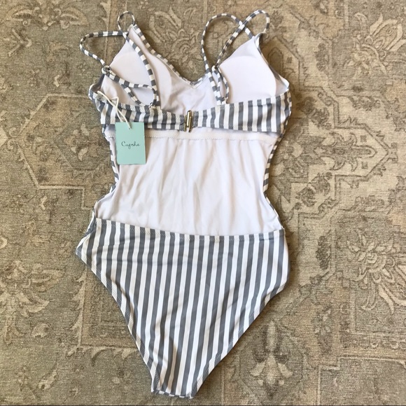 NWT CUPSHE Gray Stripe Monokini - Picture 8 of 10